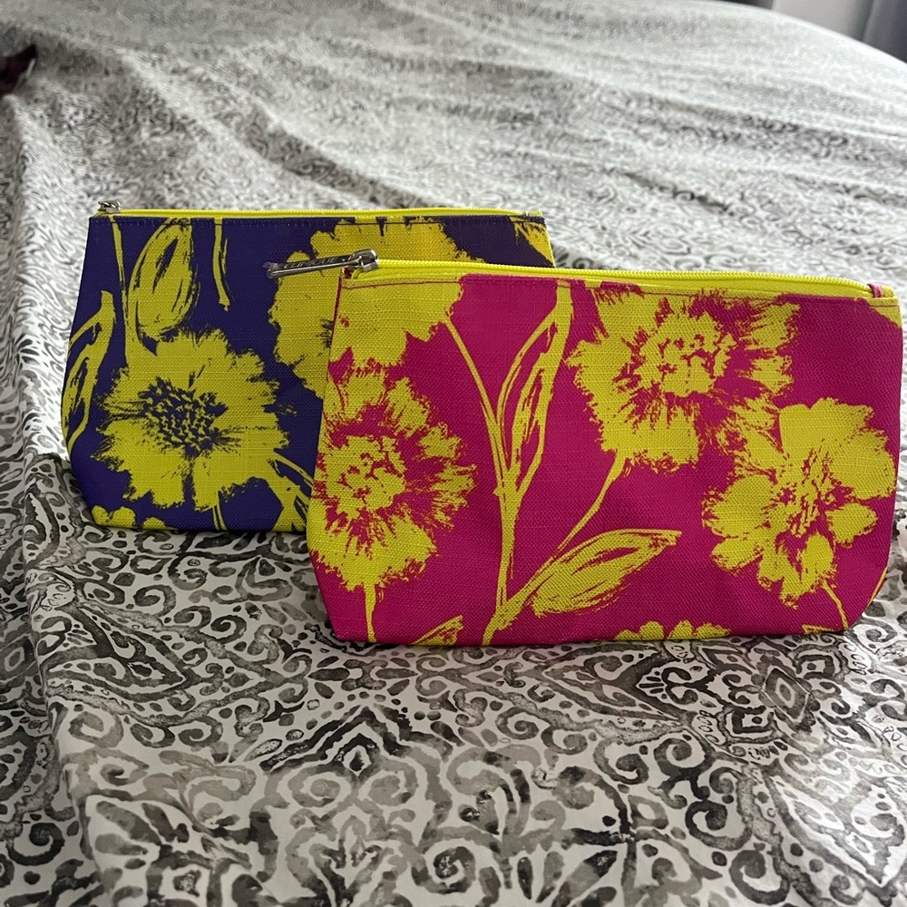 CLINIQUE Floral Cosmetic Bag Zipper Pouch
